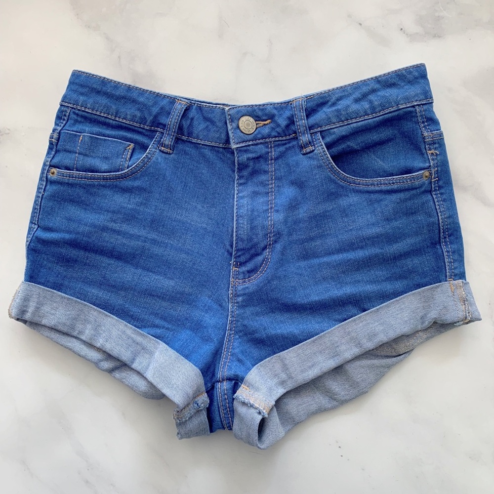 Zara TRF blue denim shorts
